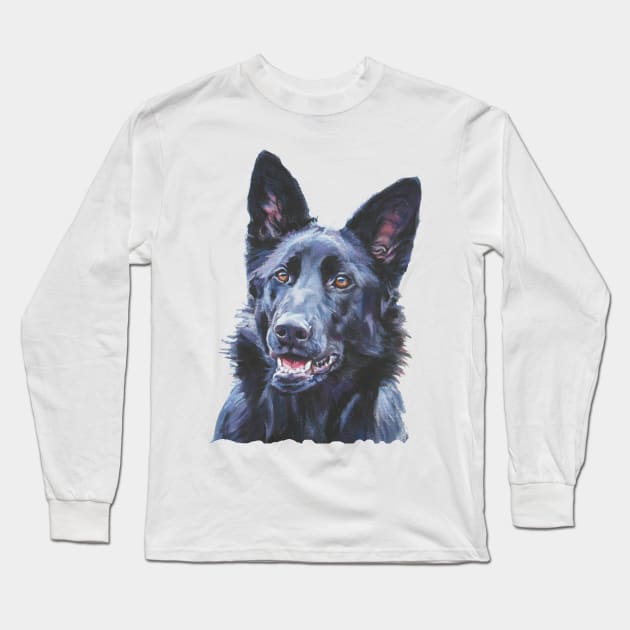 German Shepherd Fine Art Painting Long Sleeve T-Shirt by LASHEPARD